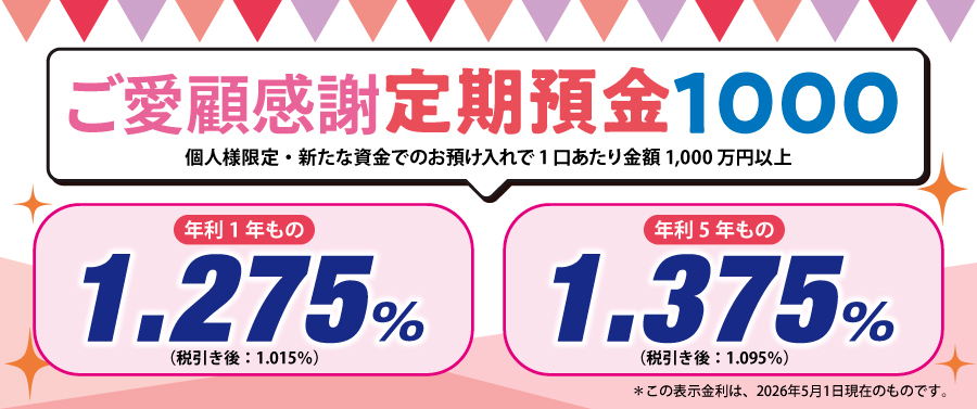 ご愛顧感謝定期預金1000